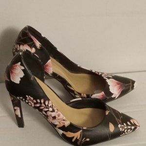 Le Château cut out dress stiletto floral heels black pink flowers Y2K EUC sz 6